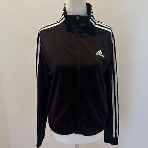 Adidas Women's Black  Jacket with White Stripes size small